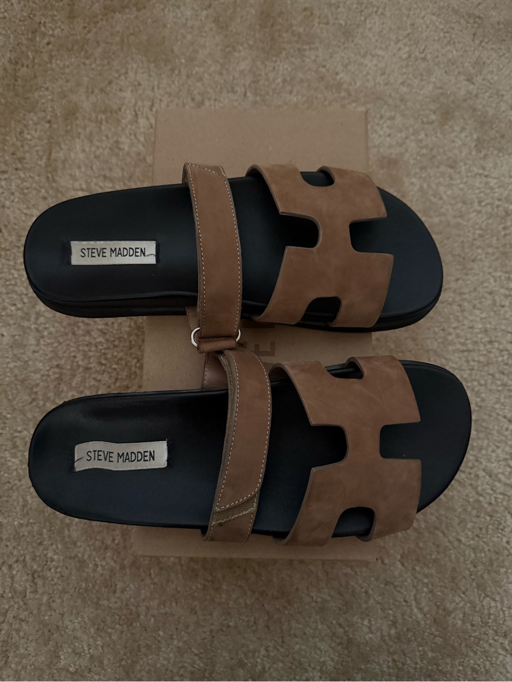 Steve Madden Tan Slide Sandals